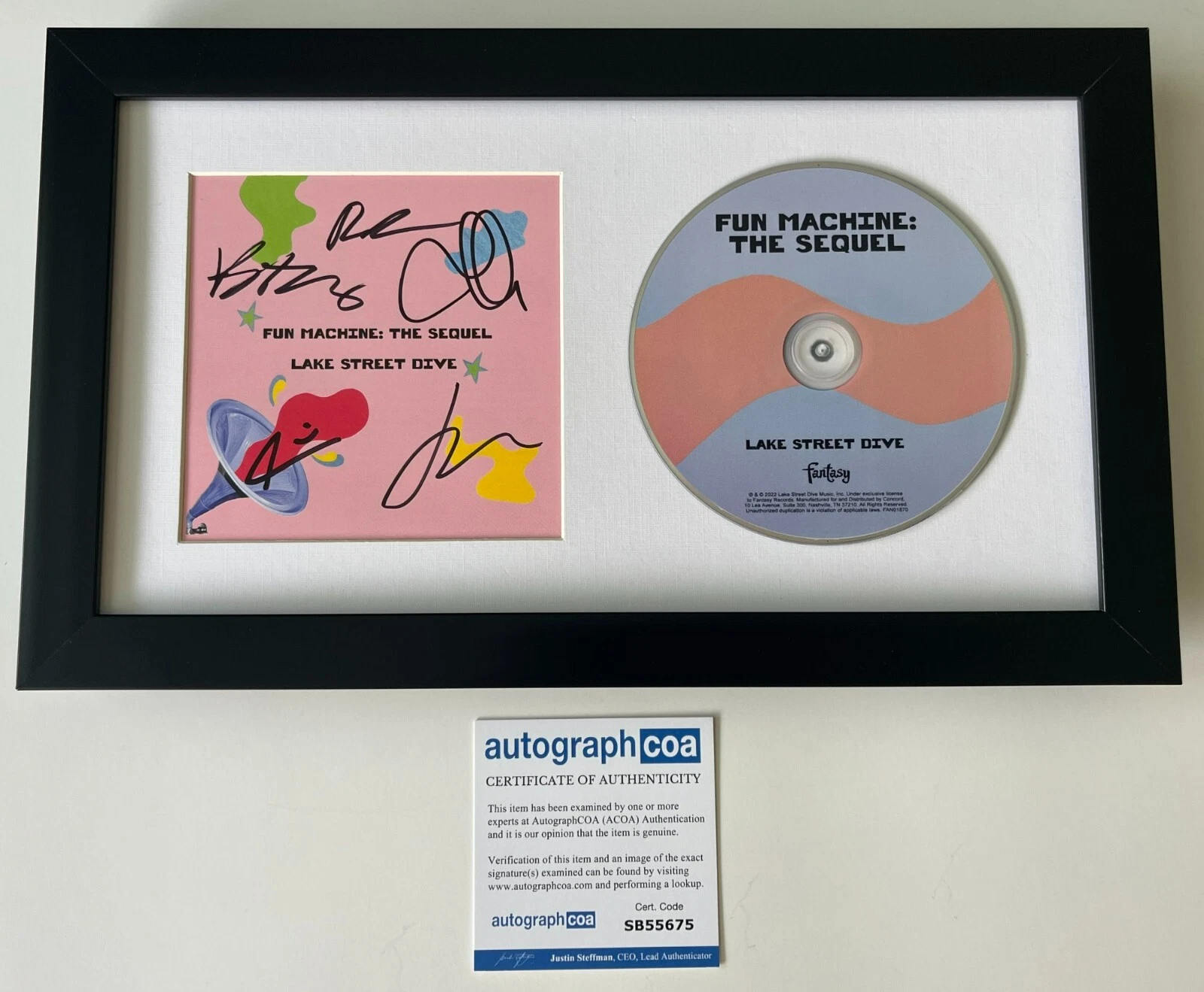 LAKE STREET DIVE SIGNED FUN MACHINE THE SEQUEL FRAMED & MATTED CD AUTOGRAPH ACOA