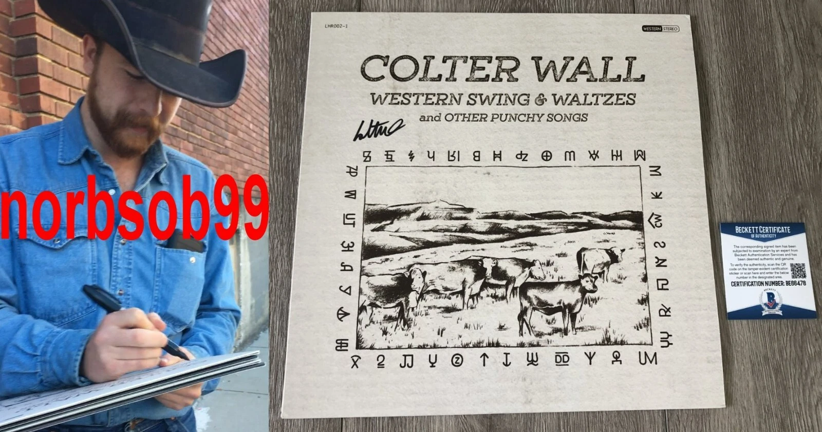 COLTER WALL SIGNED WESTERN SWING & WALTZES VINYL ALBUM w/EXACT PROOF BECKETT COA
