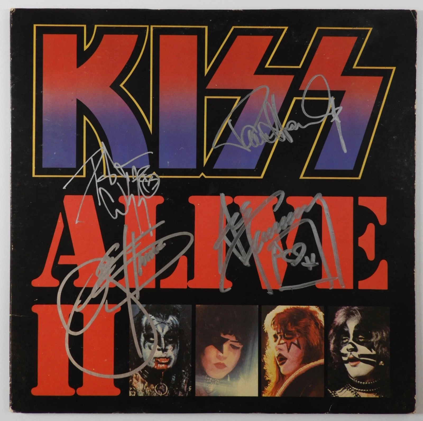 KISS ACOA Paul Stanley Peter Criss Ace Autograph Signed Record Album Alive II