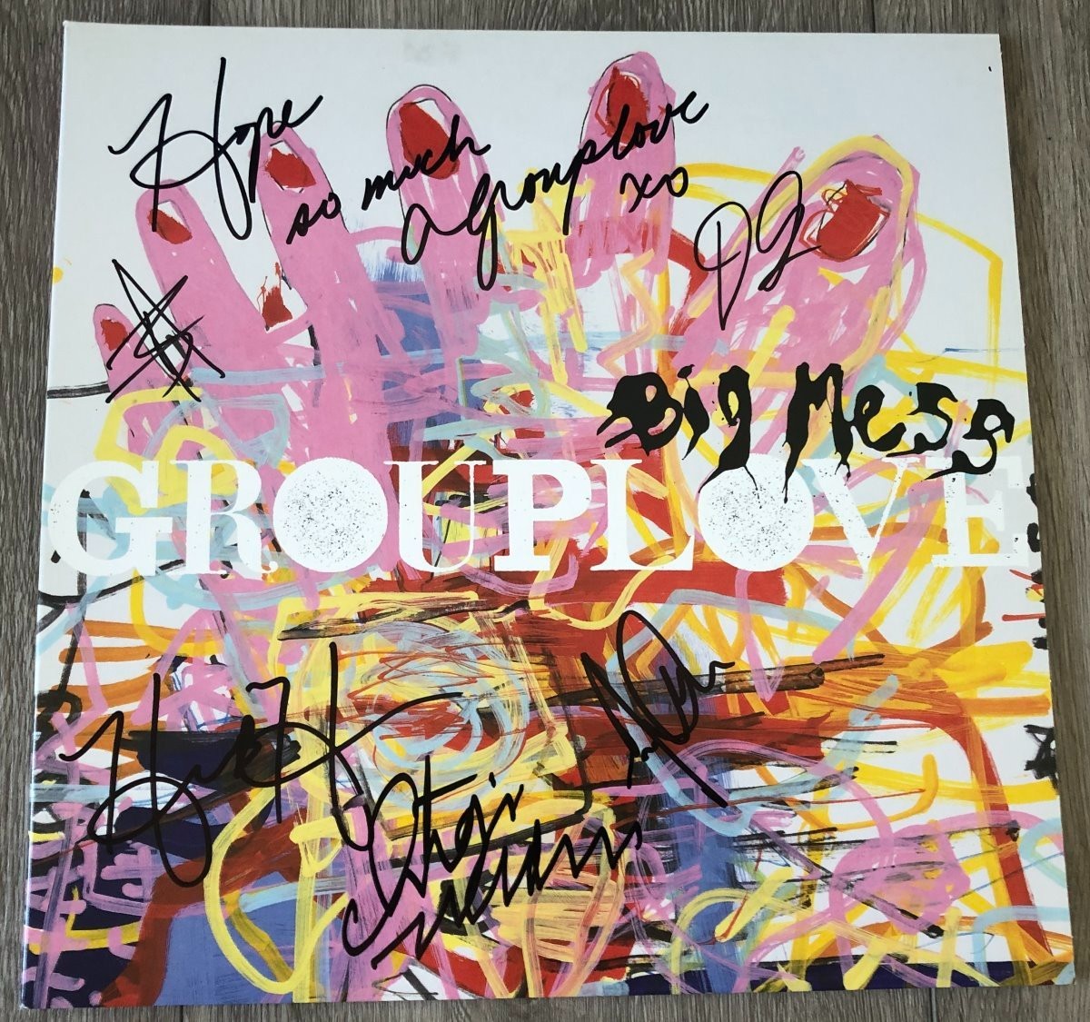 GROUPLOVE SIGNED AUTOGRAPH BIG MESS VINYL ALBUM CHRISTIAN & HANNAH +3 w/PROOF