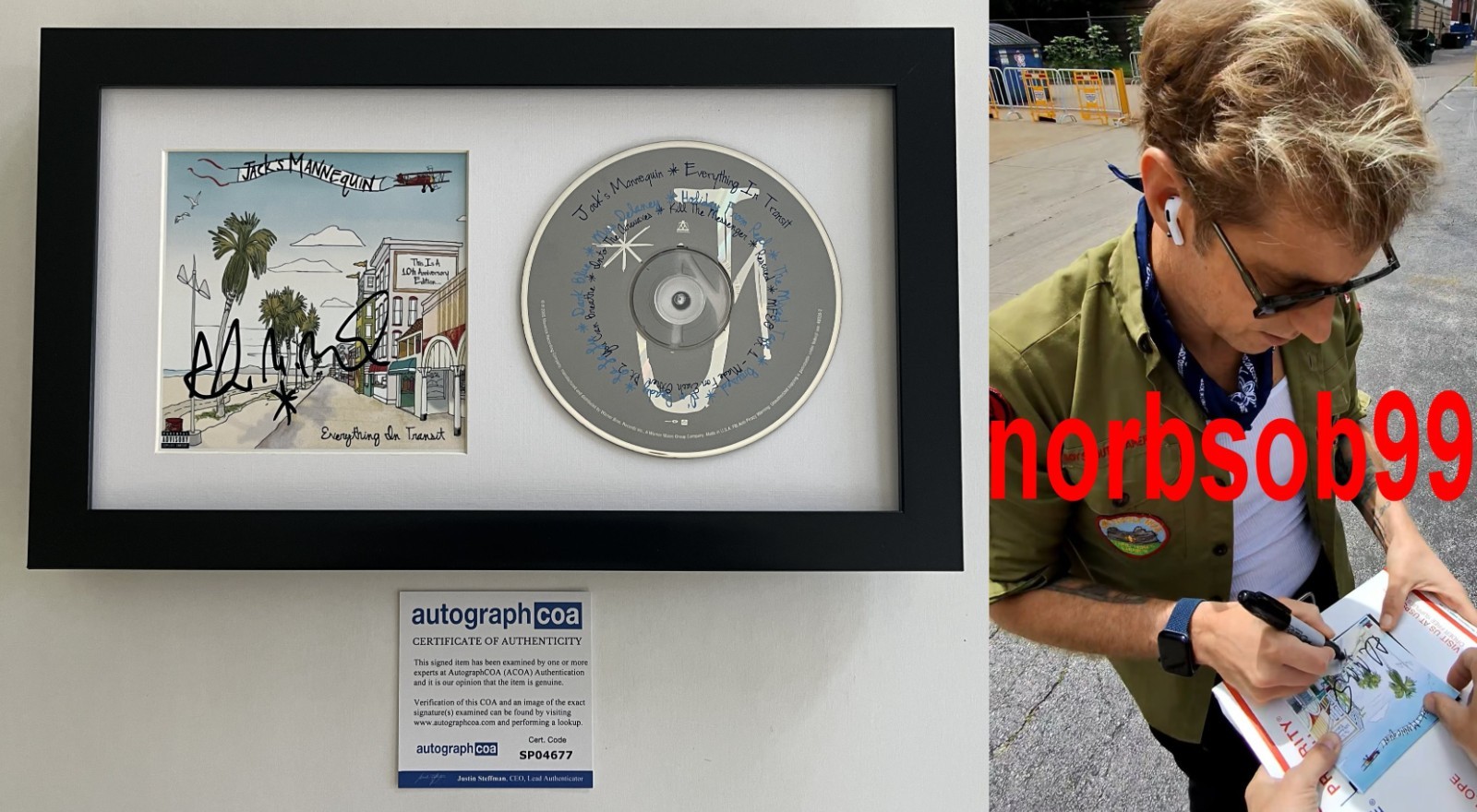 JACK'S MANNEQUIN ANDREW MCMAHON SIGNED FRAMED CD w/EXACT PROOF & AUTOGRAPH COA