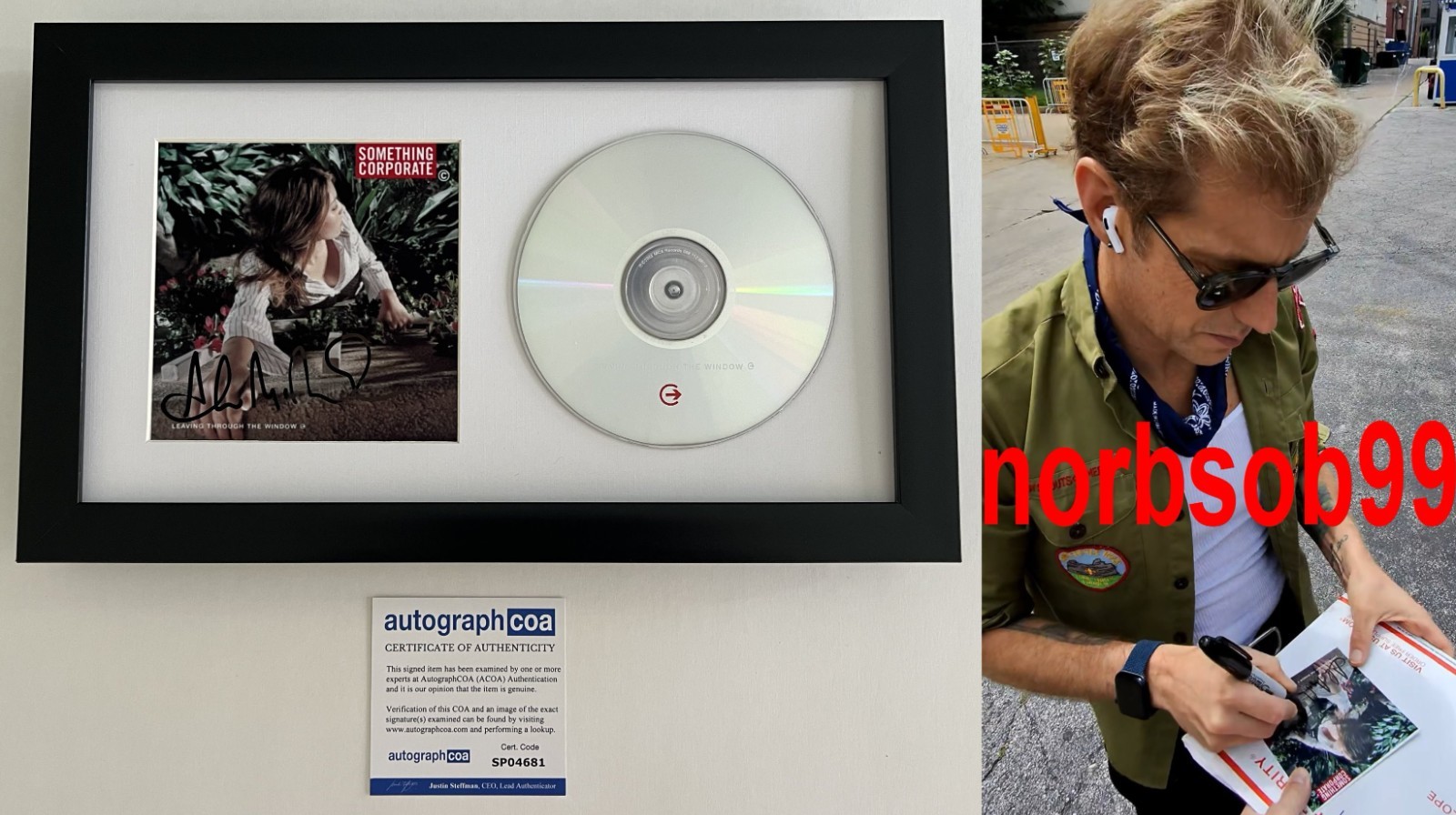 ANDREW MCMAHON SOMETHING CORPORATE SIGNED FRAMED CD wEXACT PROOF & AUTOGRAPH COA