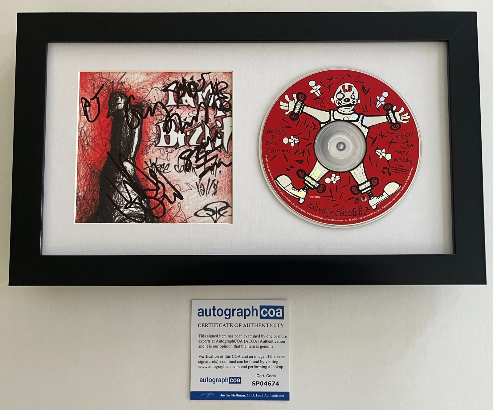 LIMP BIZKIT FRED DURST +4 SIGNED THREE DOLLAR BILL Y'ALL FRAMED CD AUTOGRAPH COA