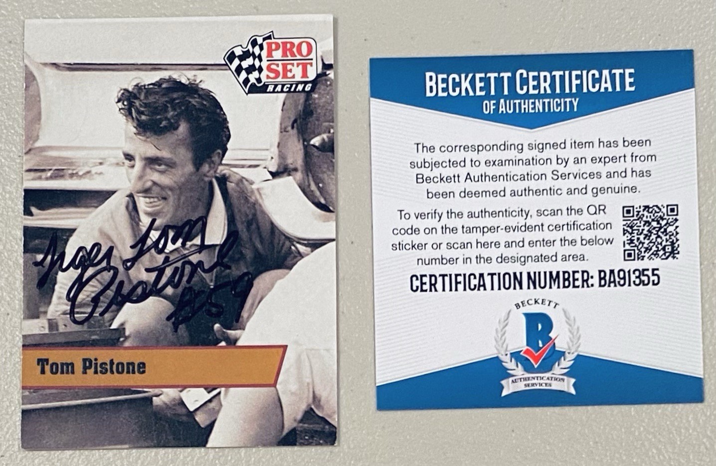 Tom Pistone Signed Autographed 1991 Pro Set Card #L29 Beckett BAS NASCAR HOF