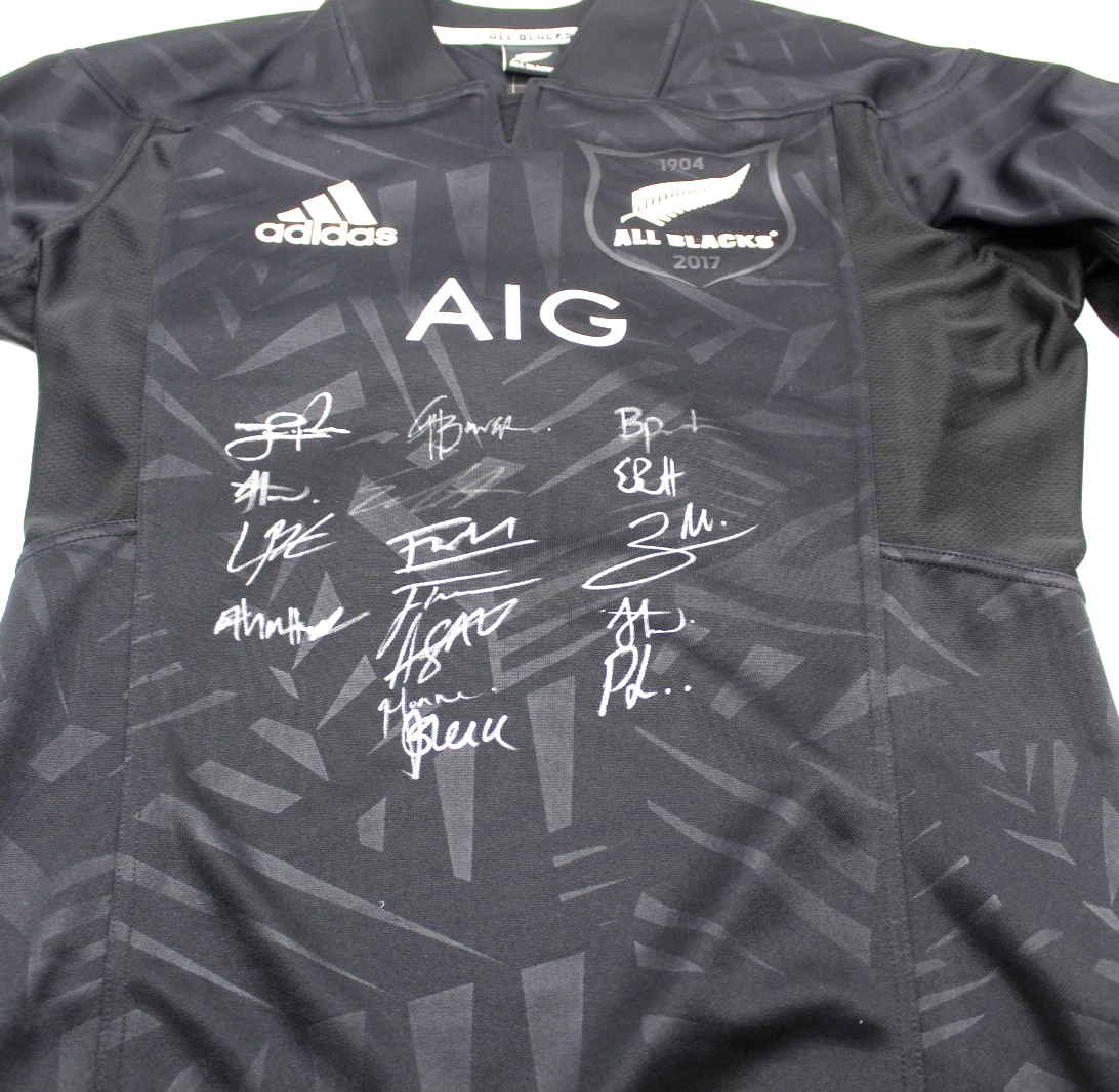 2025-26 New Zealand All Blacks Signed Adidas Rugby Jersey Brand New Large W/COA