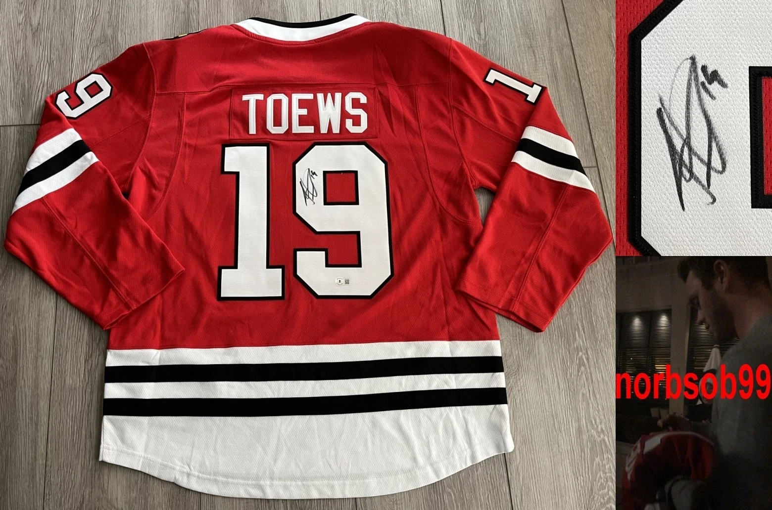JONATHAN TOEWS SIGNED FANATICS BLACKHAWKS JERSEY w/EXACT PROOF & BECKETT COA