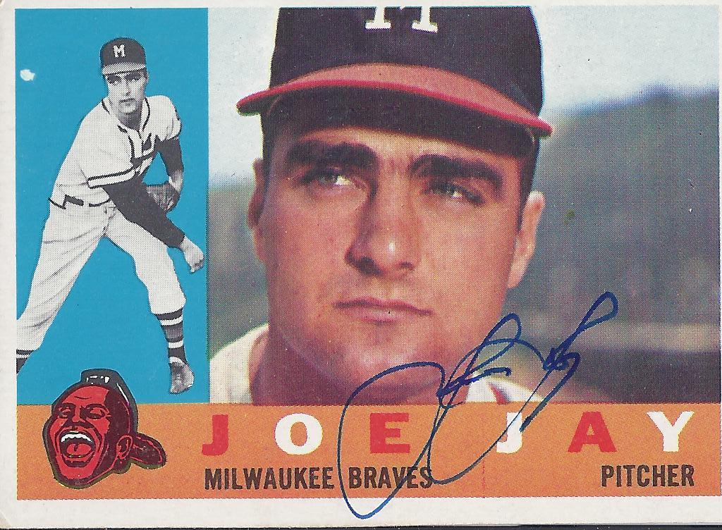 JOE JAY MILWAUKEE BRAVES 1960 TOPPS SIGNED AUTOGRAPH CARD W/COA