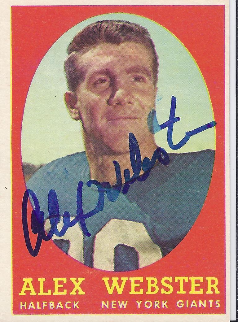 ALEX WEBSTER NEW YORK GIANTS SIGNED AUTOGRAPH CARD W/COA
