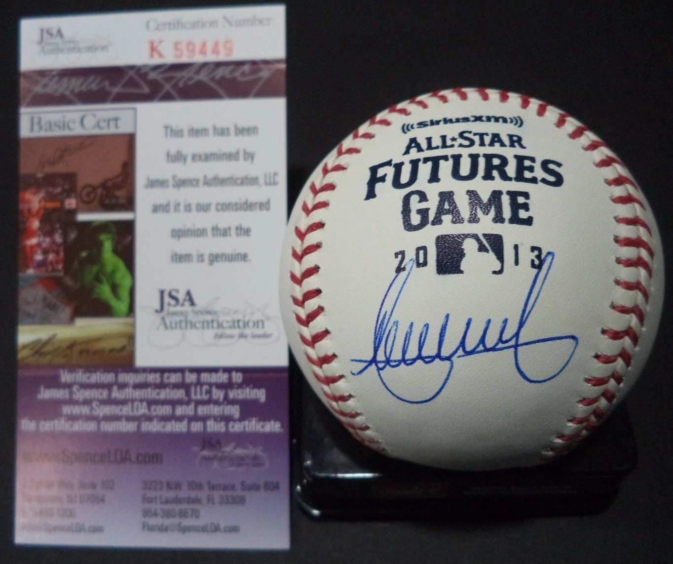 ARISMENDY ALCANTARA CHICAGO CUBS SIGNED FUTURES 2013 M.L BASEBALL JSA COA K59449