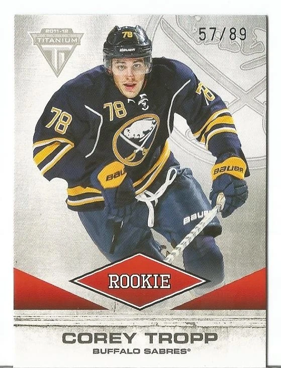 COREY TROPP BUFFALO SABRES 2011 TITANIUM RC ROOKIE CARD 57/89