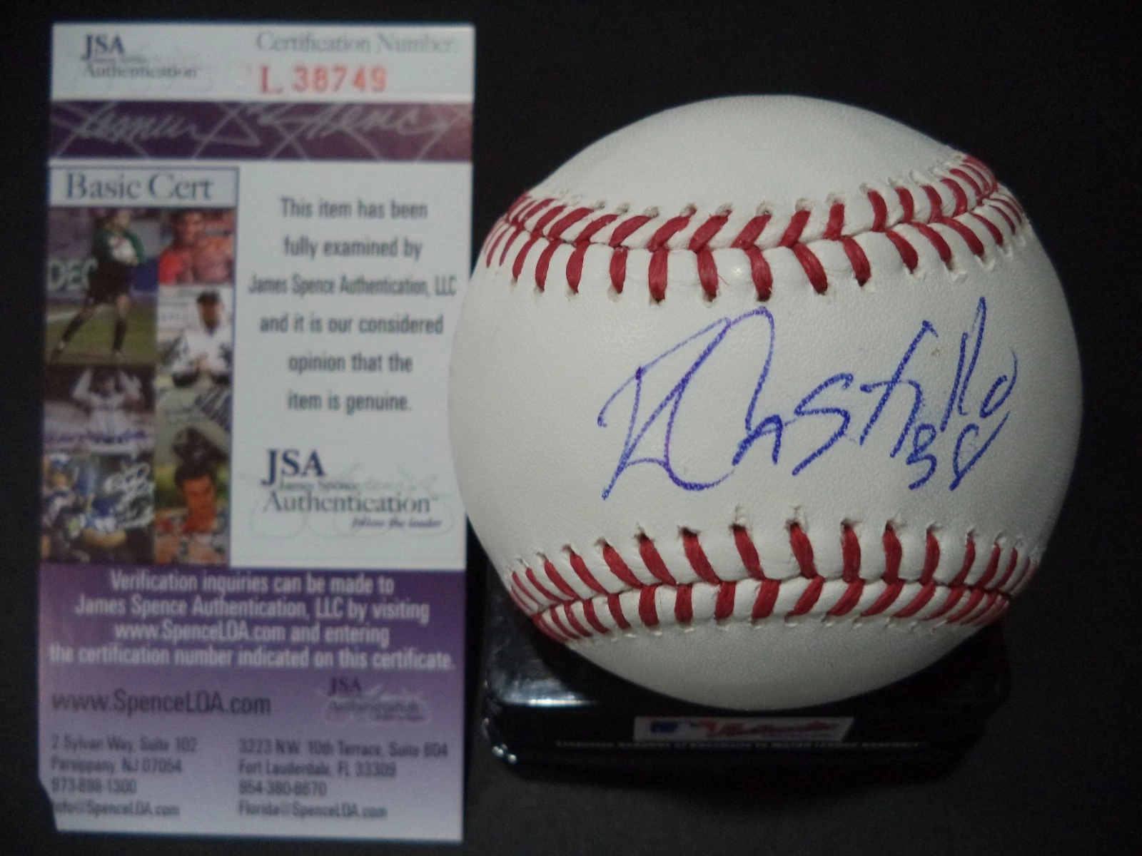 RUSNEY CASTILLO BOSTON RED SOX SIGNED AUTOGRAPHED ROMLB BASEBALL JSA COA #L38749