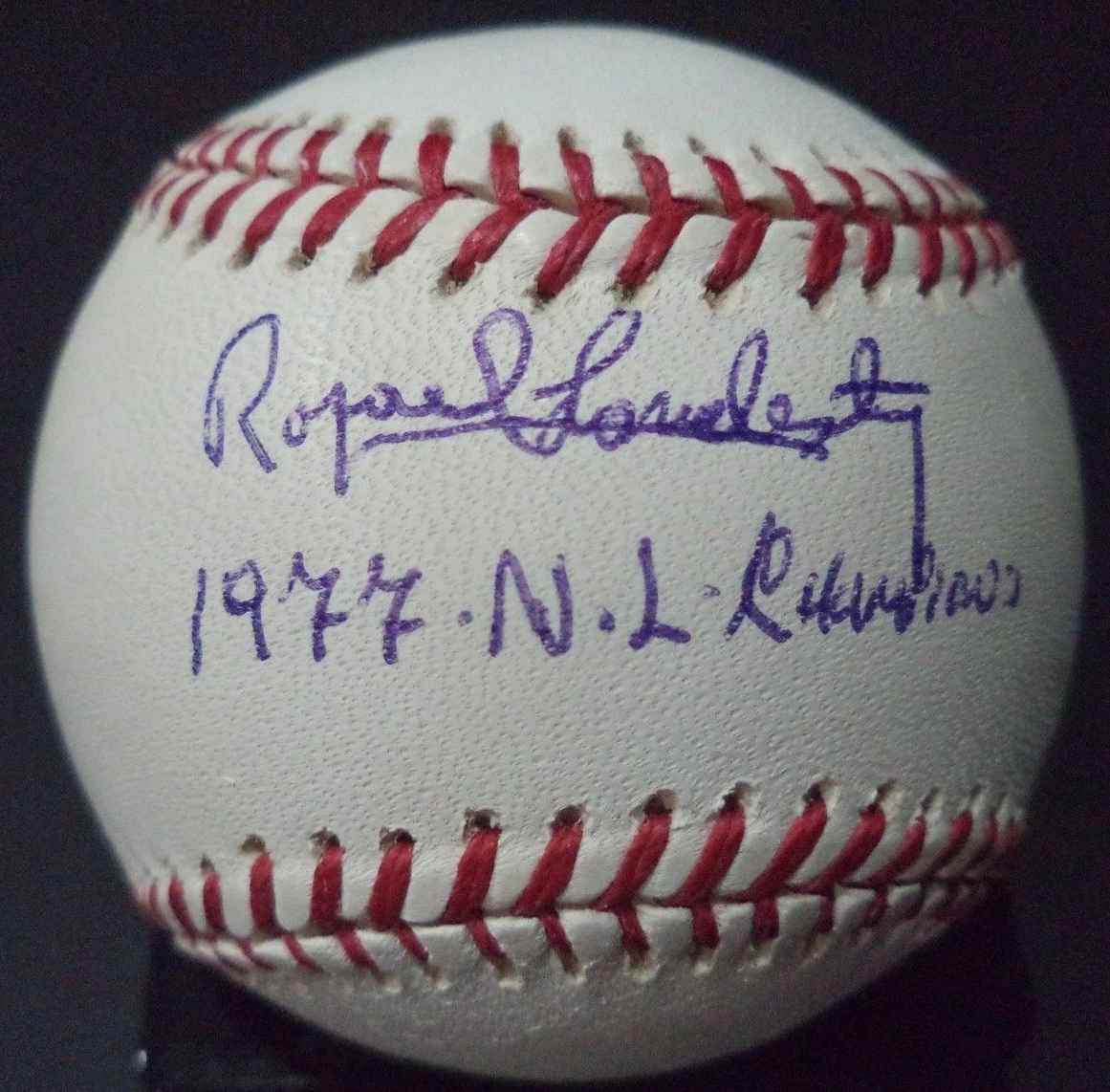 RAFAEL LANDESTOY 1977 N.L. CHAMPIONS SIGNED AUTOGRAPHED N.L. BASEBALL W/COA