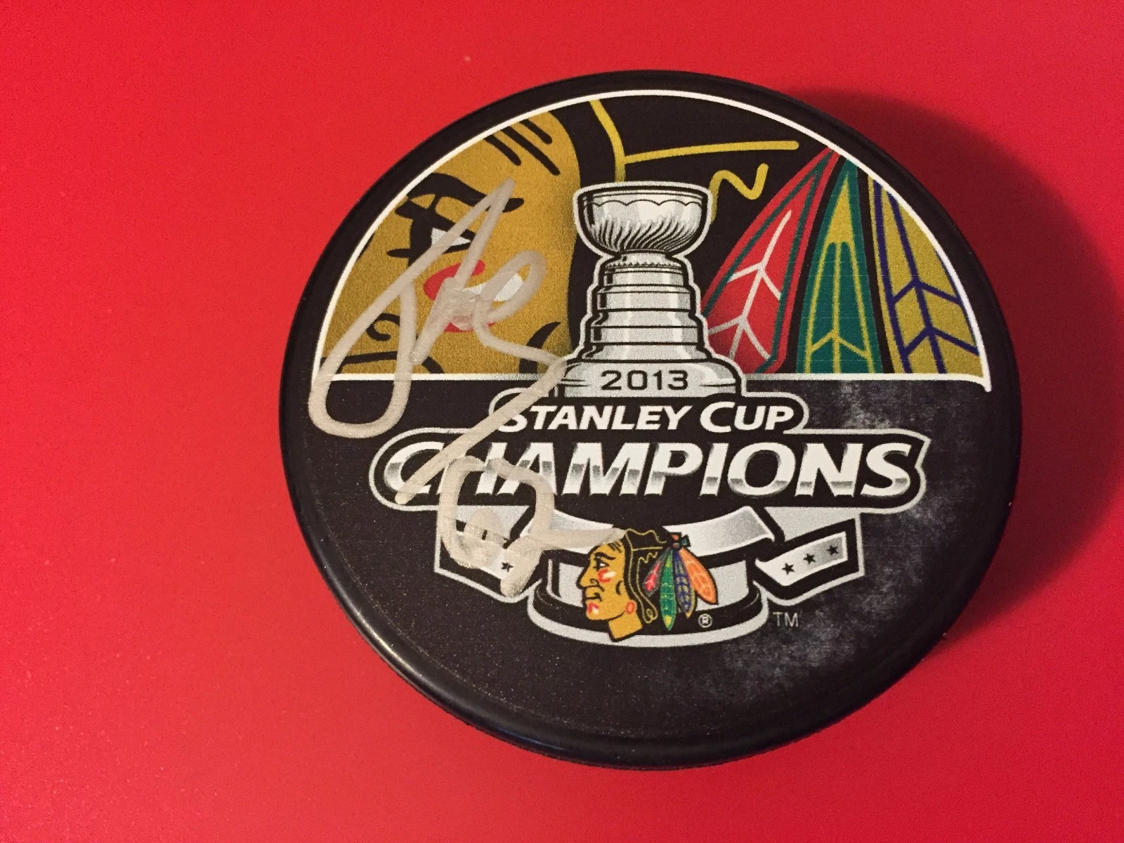 Michael Frolik Blackhawks 2013 Stanley Cup Champions Signed Auto Puck