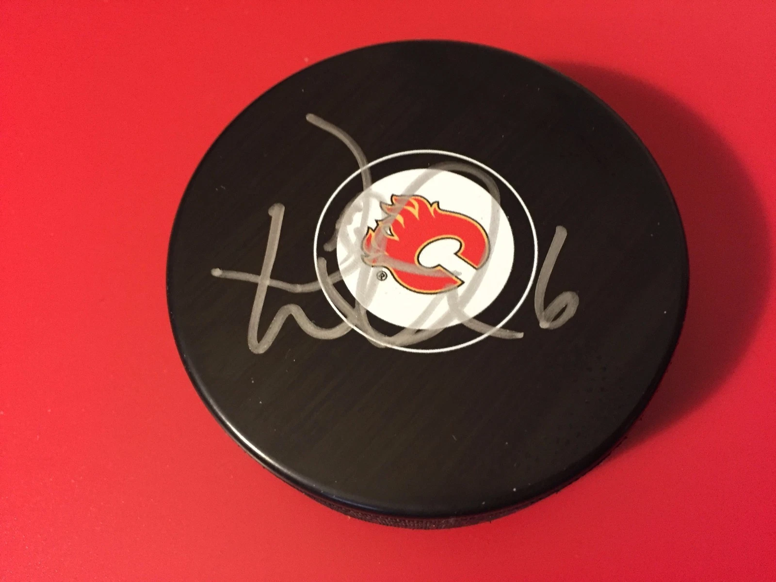 Dennis Wideman Calgary Flames Signed Auto Hockey Puck