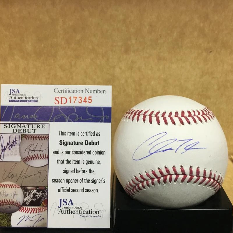 CHRIS SHAW SAN FRANCISCO GIANTS SIGNATURE DEBUT M.L. SIGNED BASEBALL JSA SD17345