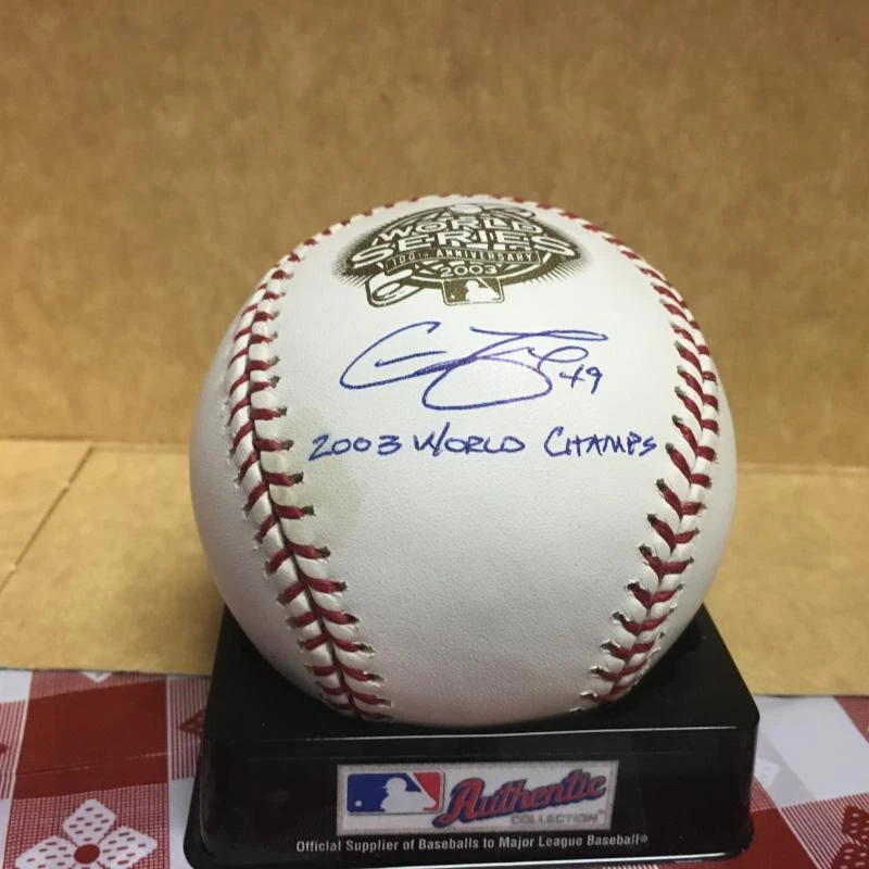 CHAD FOX MARLINS 2003 W.S. BALL  M.L. SIGNED BASEBALL W/COA