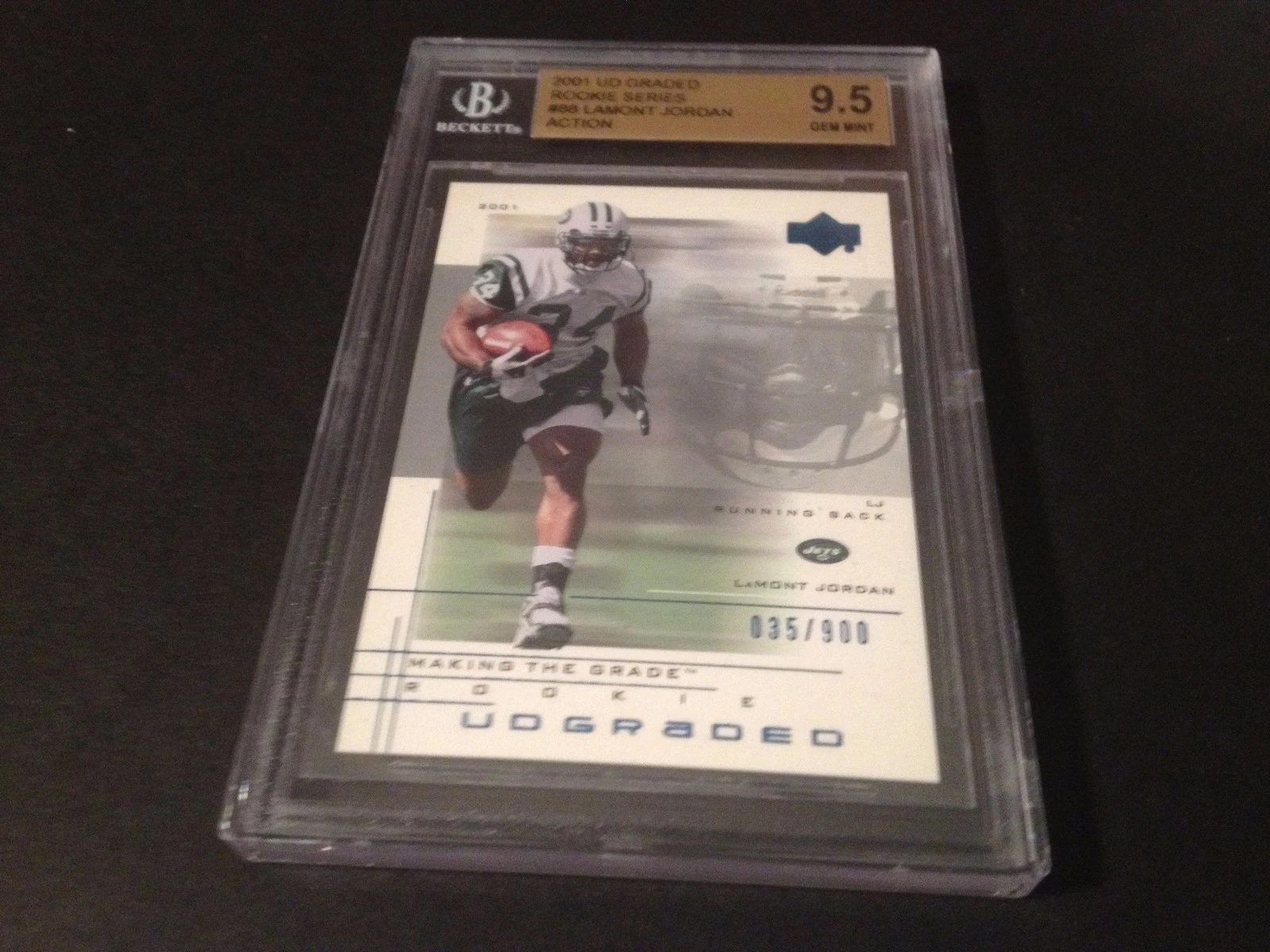 Lamont Jordan Jets 2001 UD Graded Action /900 Rookie BGS 9.5 Gem Mint