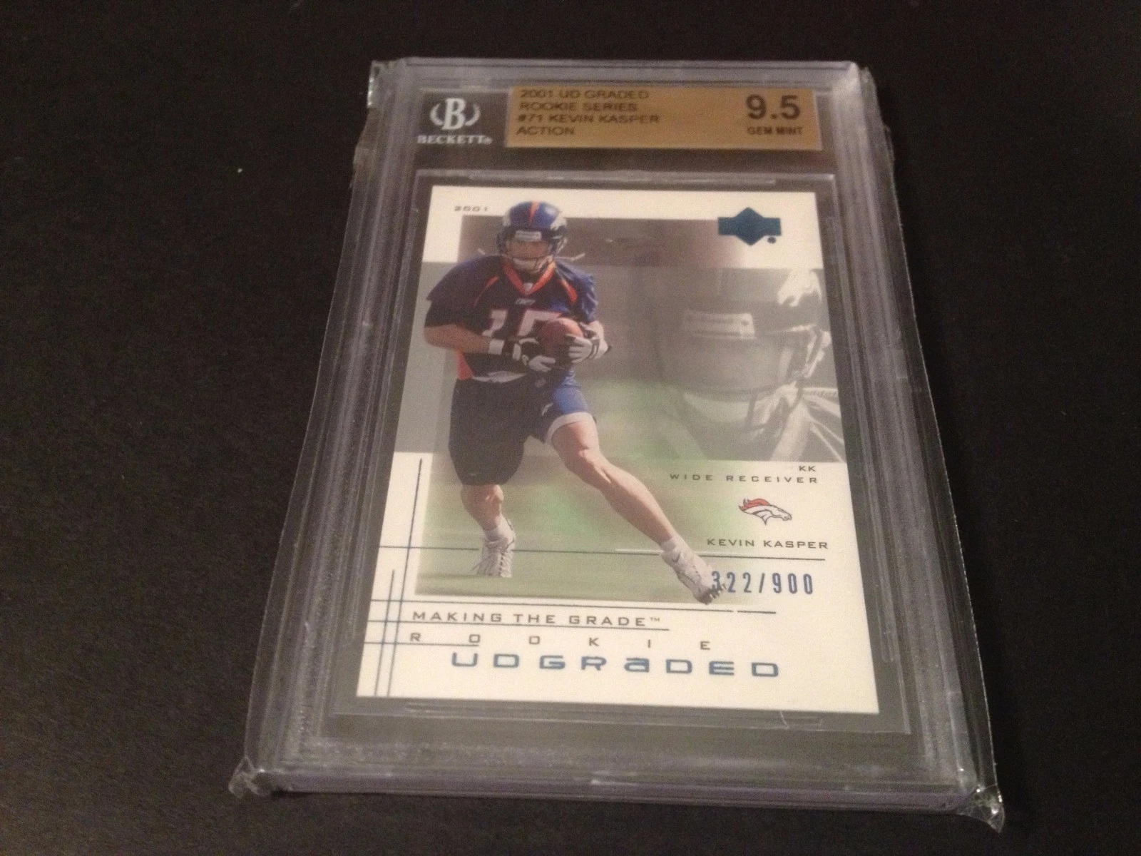Kevin Kasper Broncos 2001 UD Graded Action /900 Rookie BGS 9.5 Gem Mint