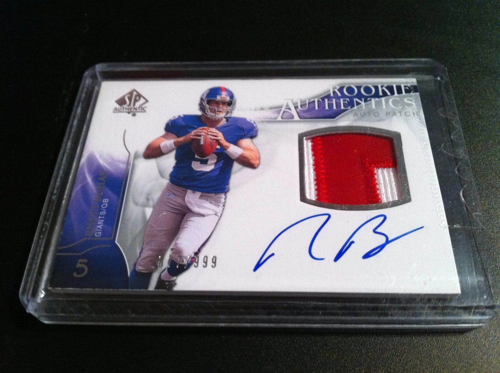 Rhett Bomar Giants 2009 SP Authentic Rookie 2-CLR Patch Jersey Auto /999