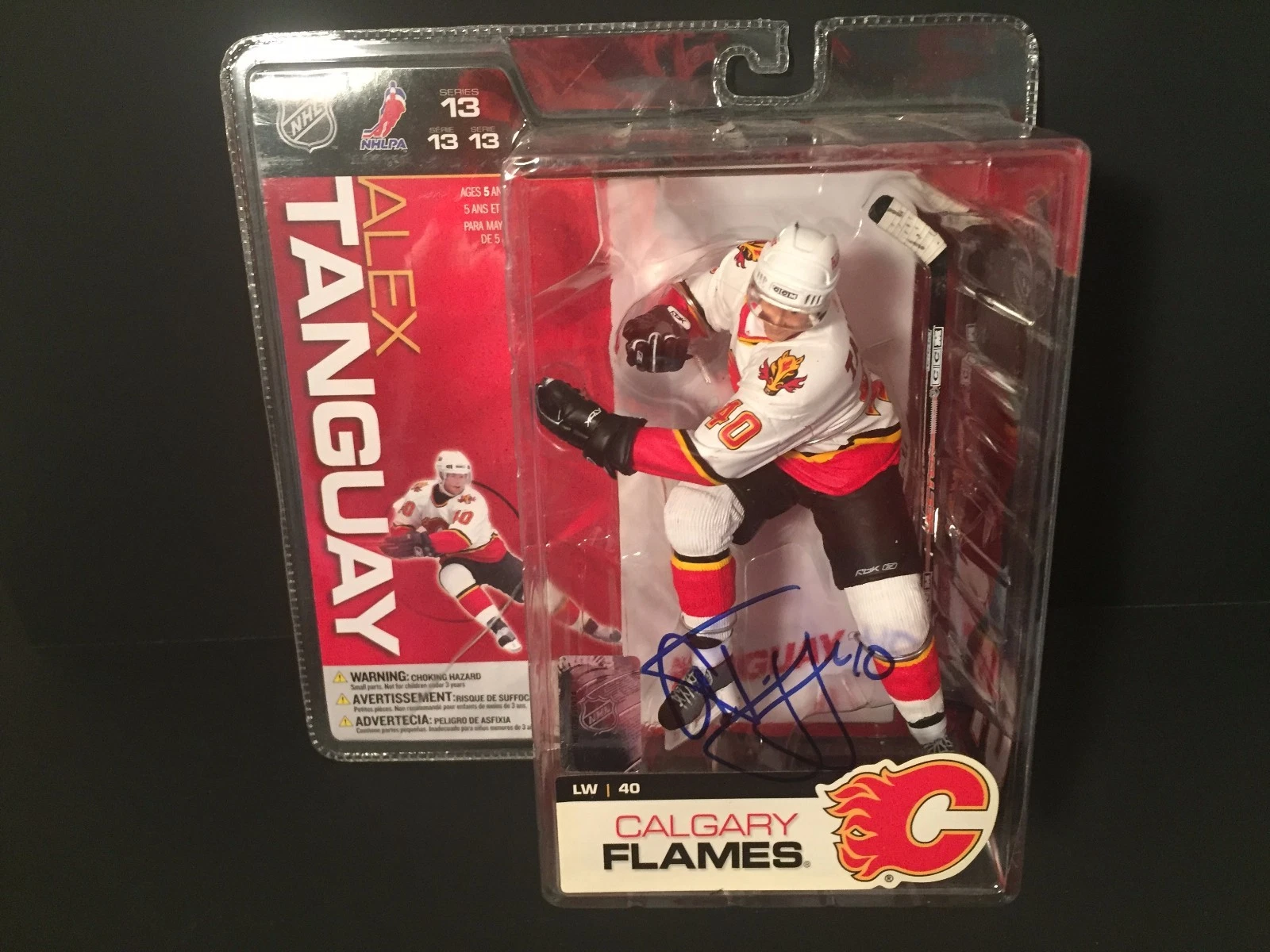 Alex Tanguay Flames Signed Auto McFarlane Action Figure Figurine COA