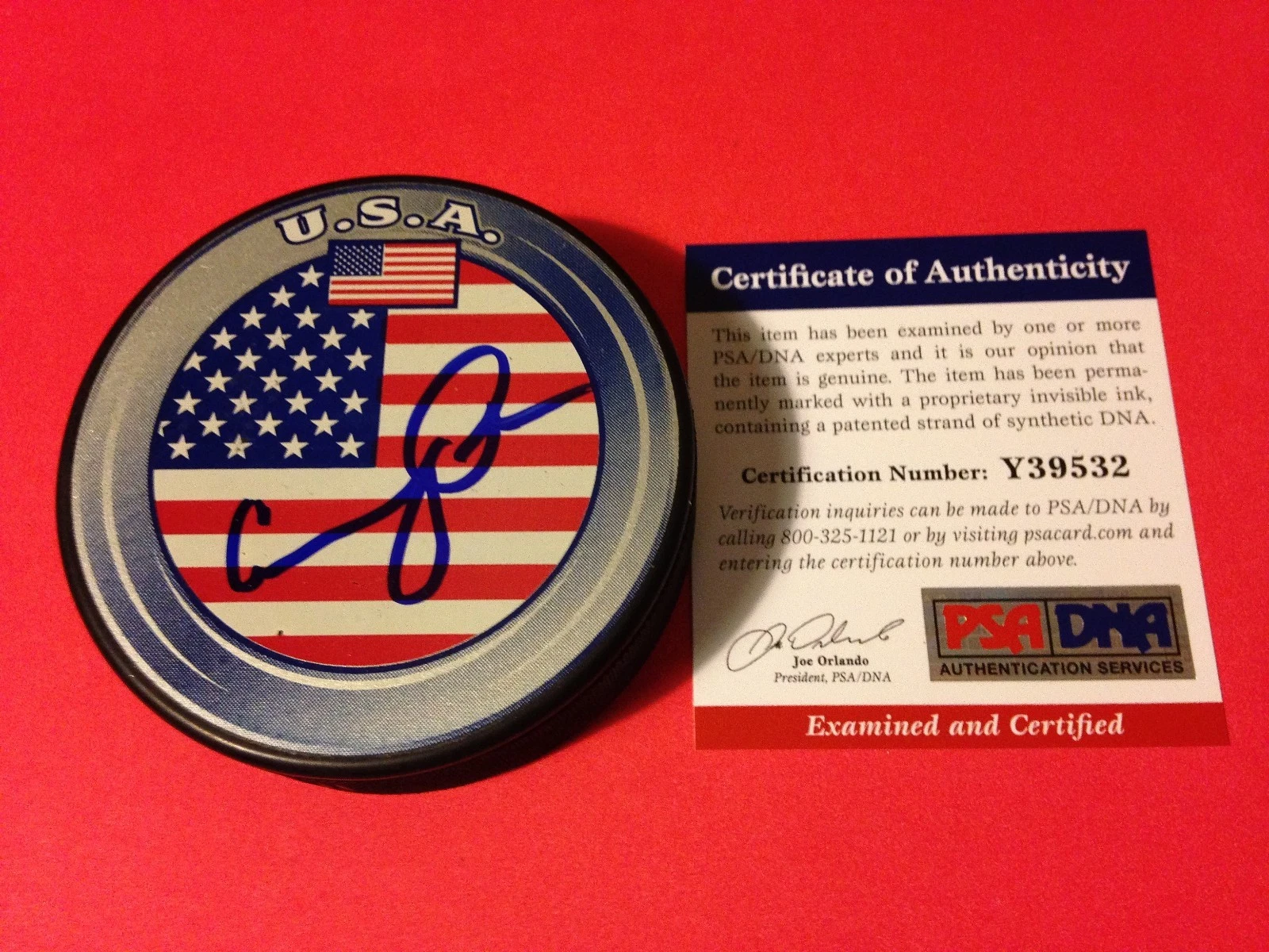 Condoleezza Rice Secretary of State Signed Auto Puck Holder PSA/DNA COA