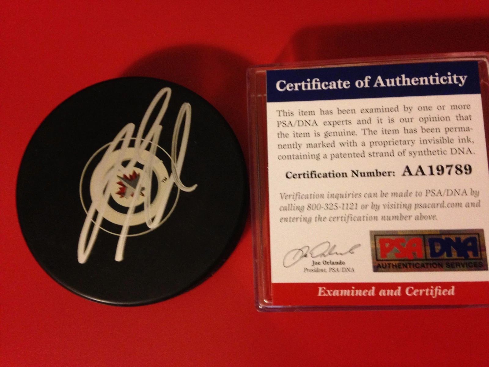 Jacob Trouba Winnipeg Jets Signed Puck Auto PSA/DNA COA