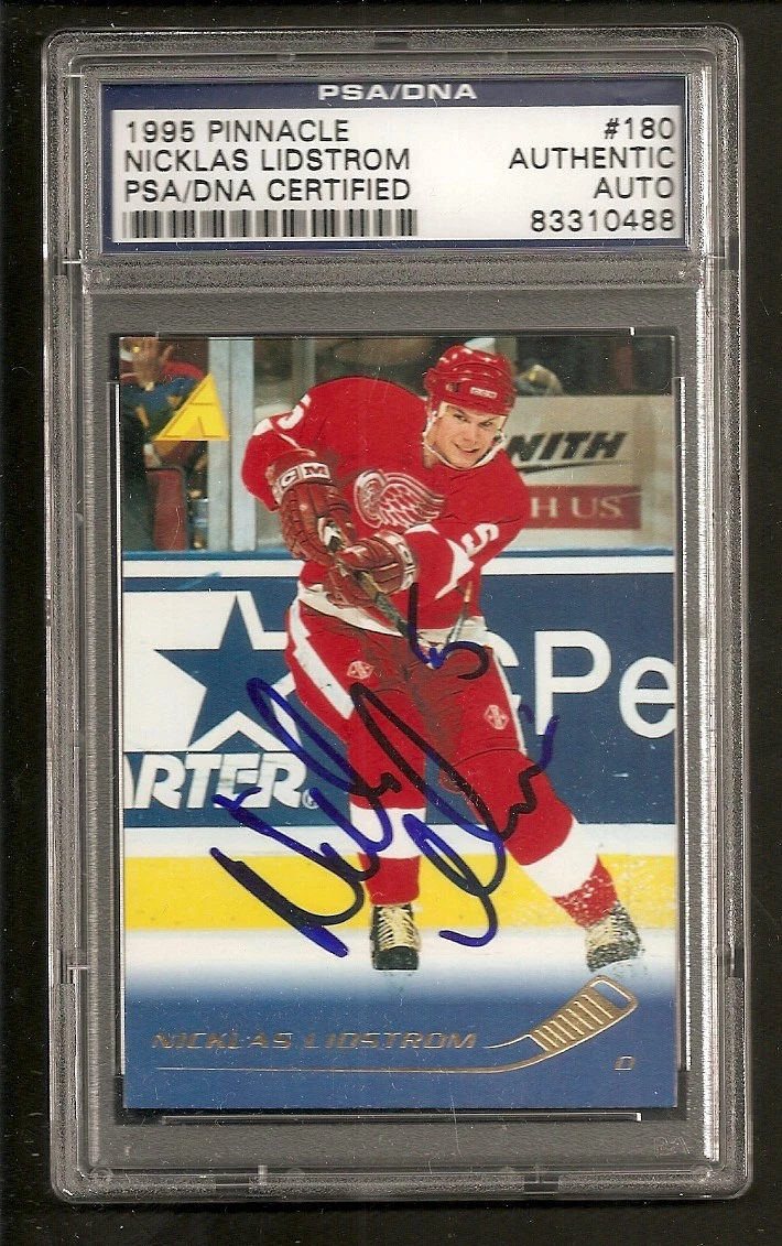Nicklas Lidstrom HOF 1995 Pinnacle Red Wings Signed Auto PSA/DNA ENCAPSULATED