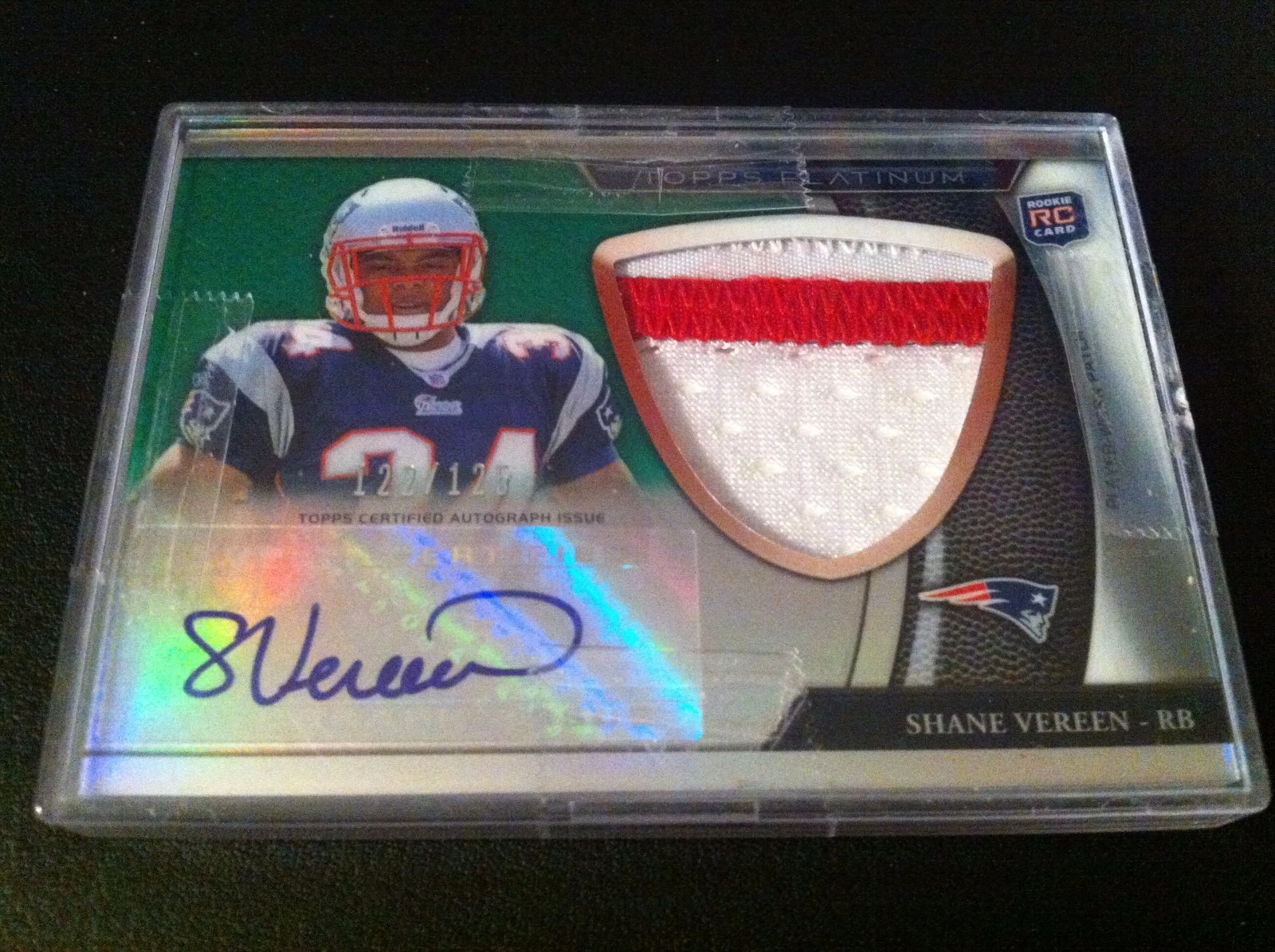 Shane Vereen 2011 Topps Platinum Football Rookie 2-CLR Patch Jersey Auto /125