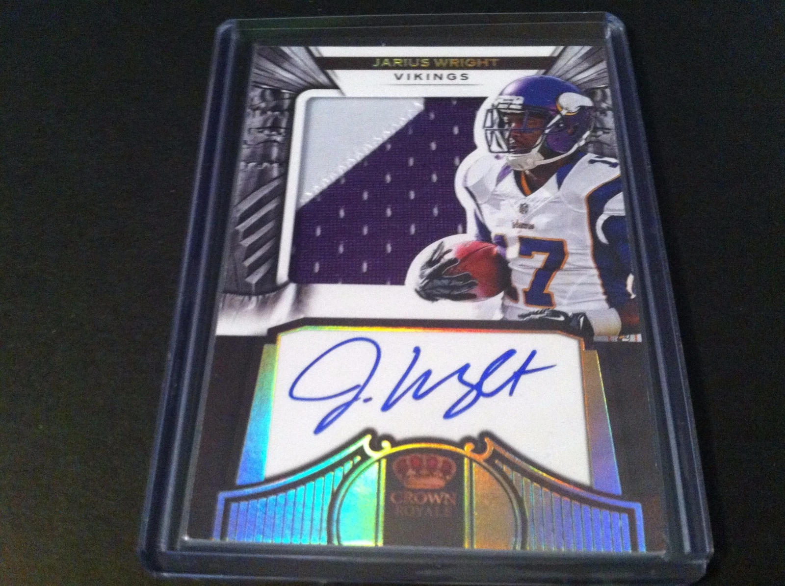 Jarius Wright 2012 Crown Royale Football Rookie 2-CLR Patch Jersey Auto /99