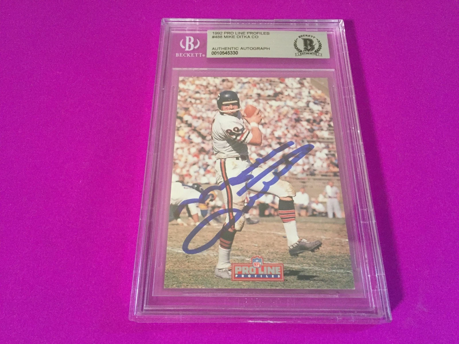 Mike Ditka Bears HOF 1992 Pro Line Profiles Signed Auto Beckett ENCAPSULATED BAS