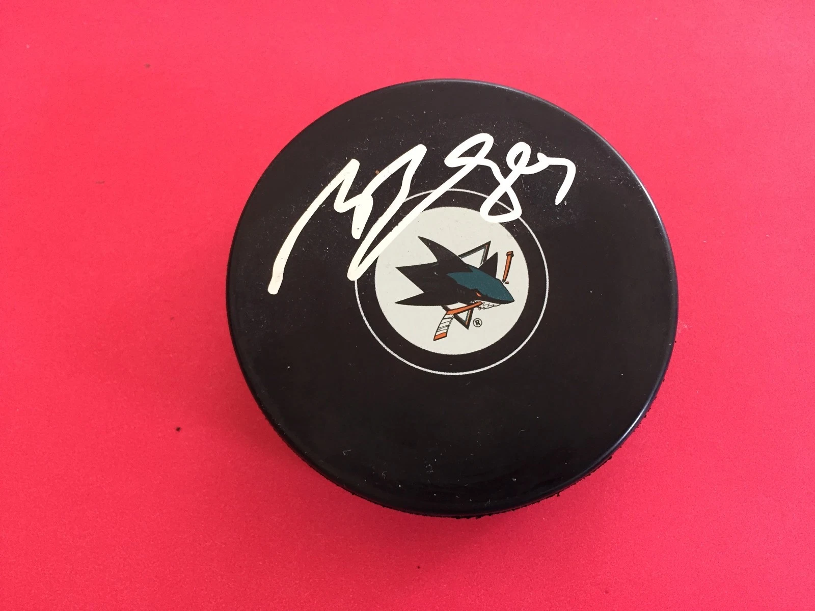 Mikkel Boedker Sharks Signed Auto Puck w/ Holder Auto