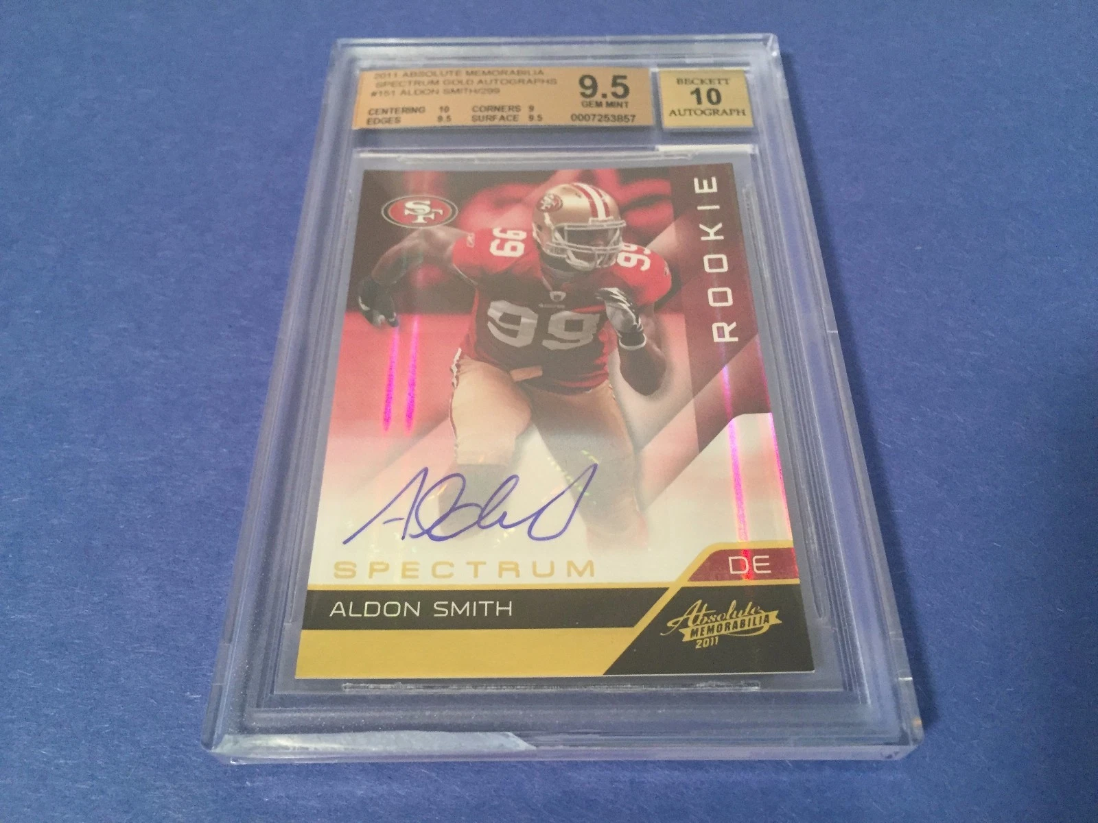 Aldon Smith Raiders 2011 Absolute Memorabilia Spectrum Rookie BGS 9.5