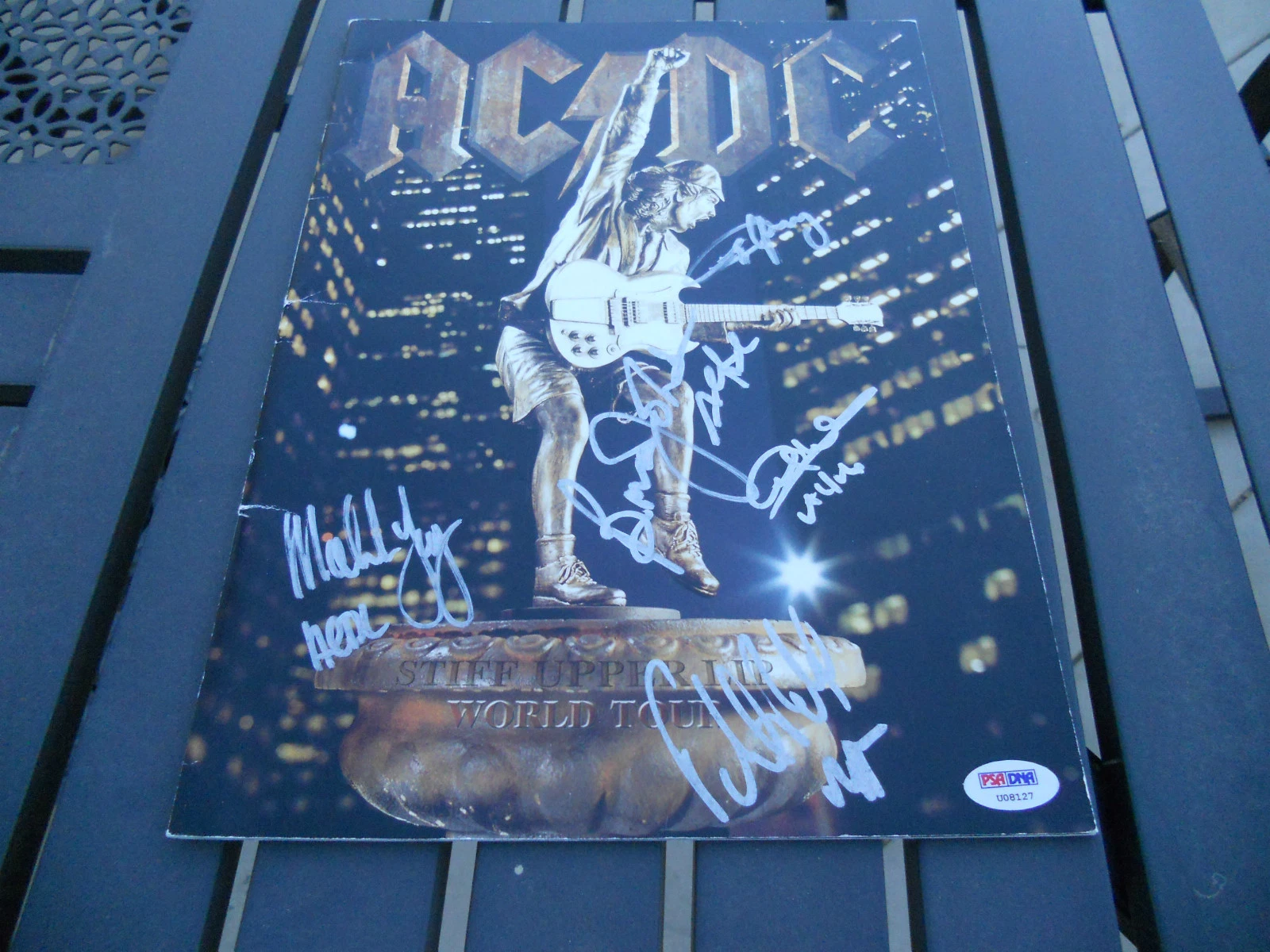 AC/DC Stiff Upper Lip Autographed Signed Tour Program PSA Certified x all 5