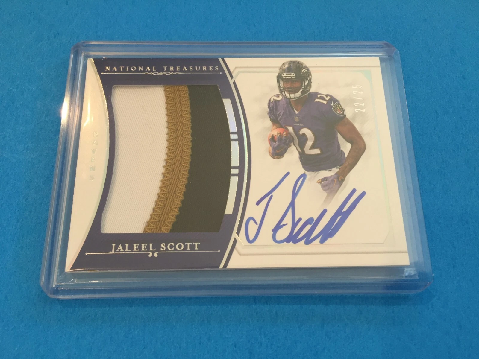 Jaleel Scott Ravens 2018 National Treasures Rookie 3-CLR Patch Jersey Auto /25