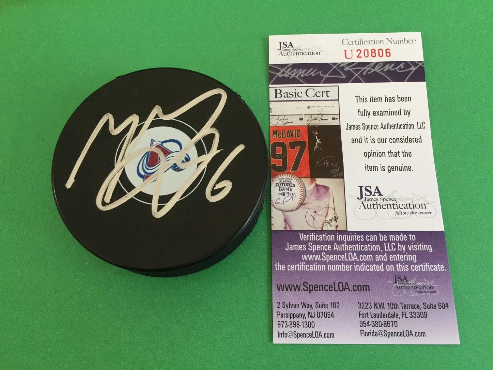 Mikko Rantanen Colorado Avalanche Signed Auto Puck Holder Cube JSA Certified COA