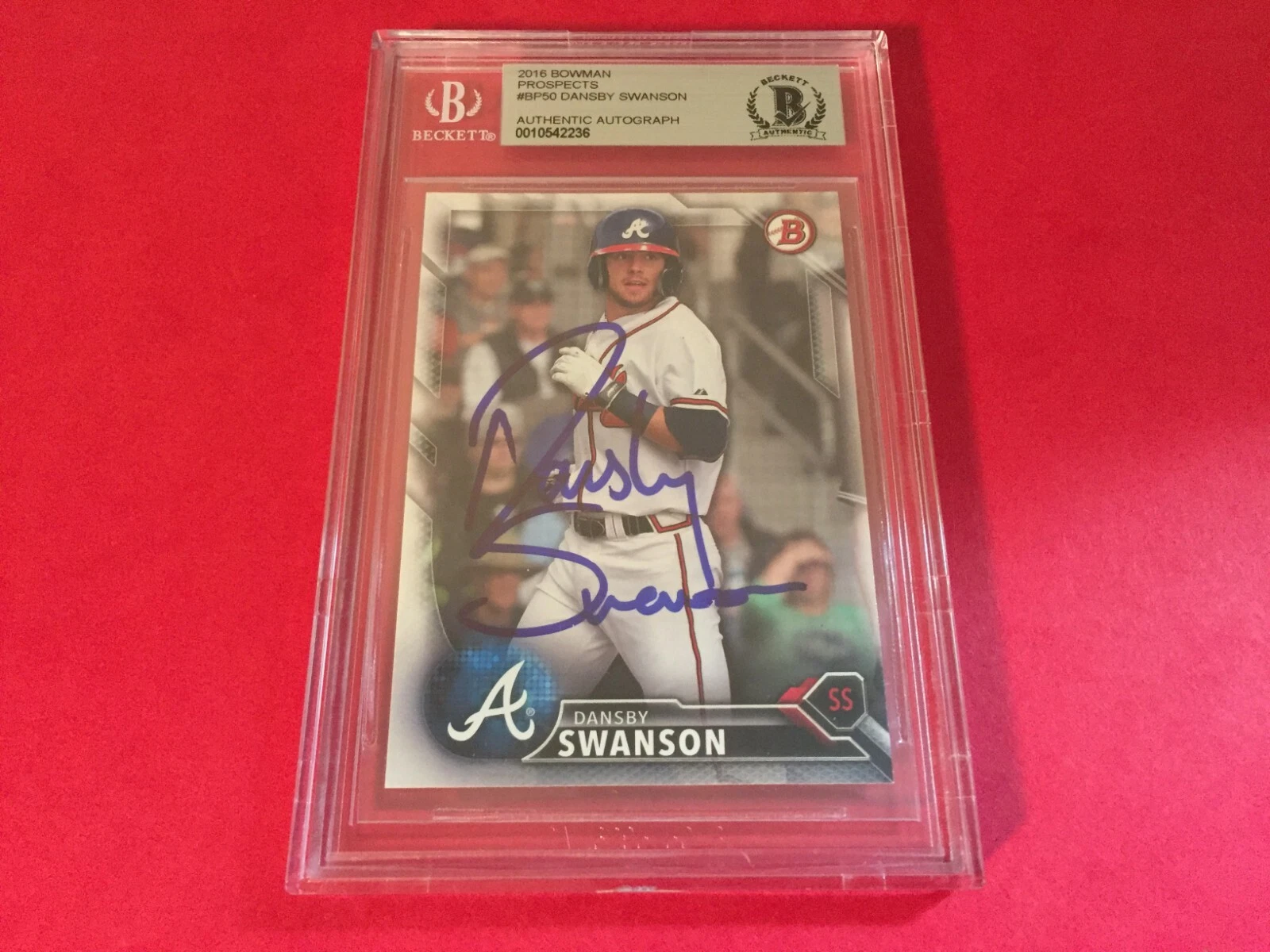 Dansby Swanson Braves 2016 Bowman Rookie Signed Auto Beckett BAS Slabbed