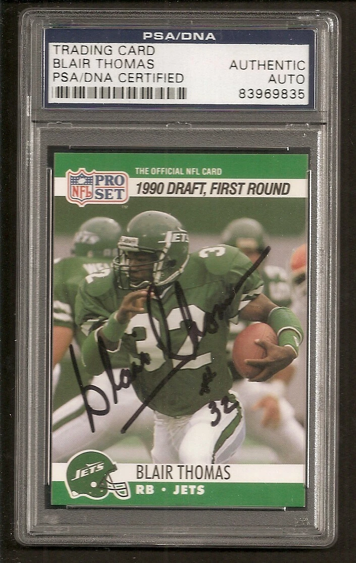 Blair Thomas Jets 1990 Pro Set Draft Rookie Signed Auto PSA/DNA ENCAPSULATED
