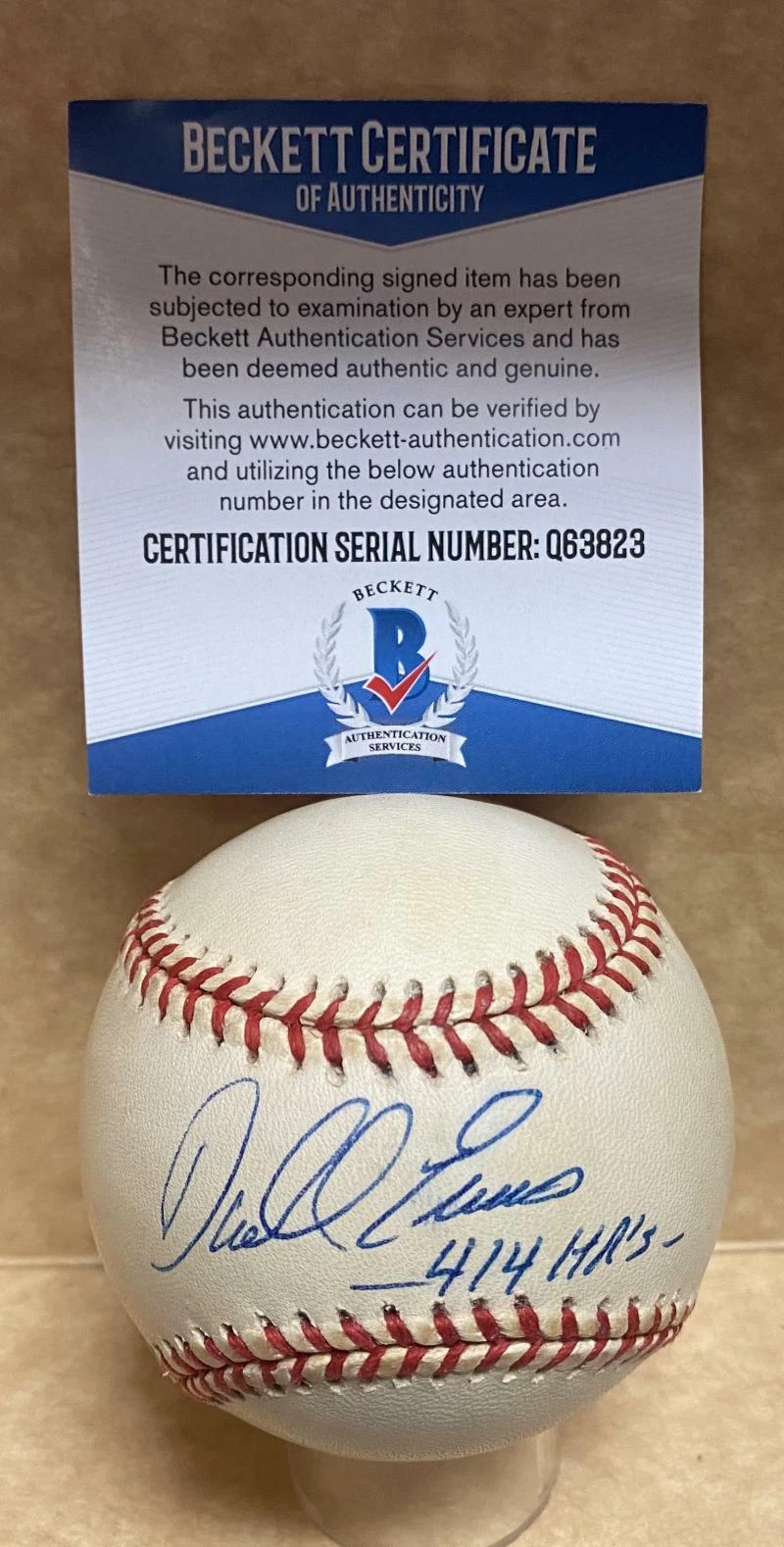 DARRELL EVANS GIANTS 414 HRS SIGNED AUTOGRAPHED N.L. BASEBALL BECKETT Q63823