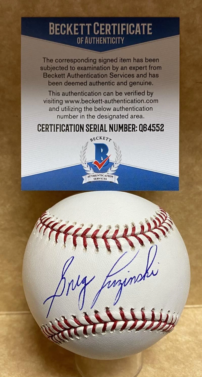 GREG LUZINSKI PHILLIES/WHITE SOX SIGNED AUTOGRAPHED M.L. BASEBALL BECKETT Q64552