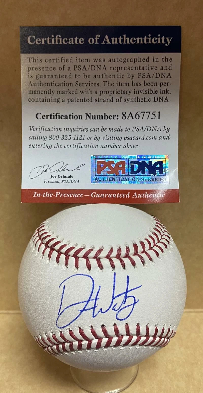 DREW WATERS ATLANTA BRAVES SIGNED AUTOGRAPHED M.L. BASEBALL PSA 8A67751