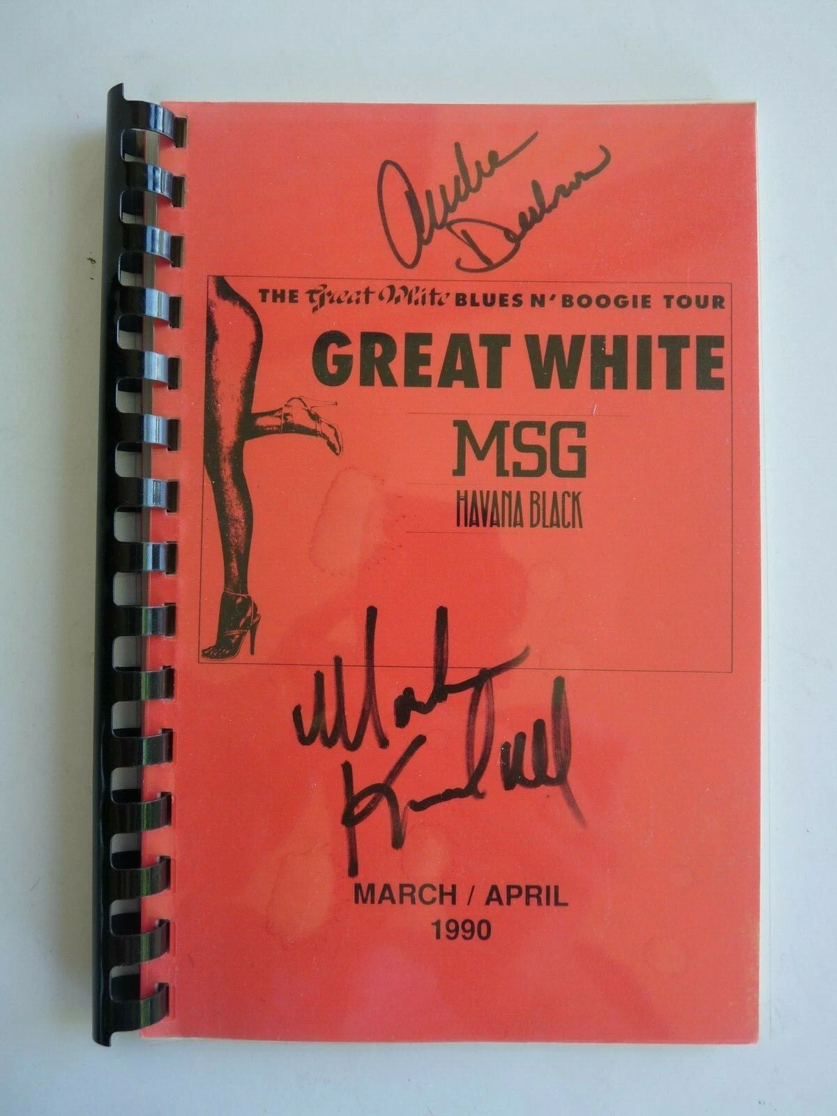 Great White 1990 Tour Itinerary Book Signed By Mark  Audie BAS  Guarantee #11