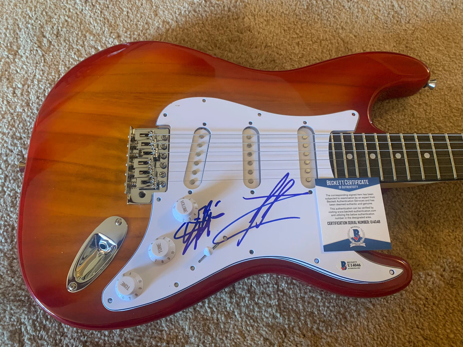 Creed Stamp & Phillips Band Signed Autographed Electric Guitar Beckett Certified
