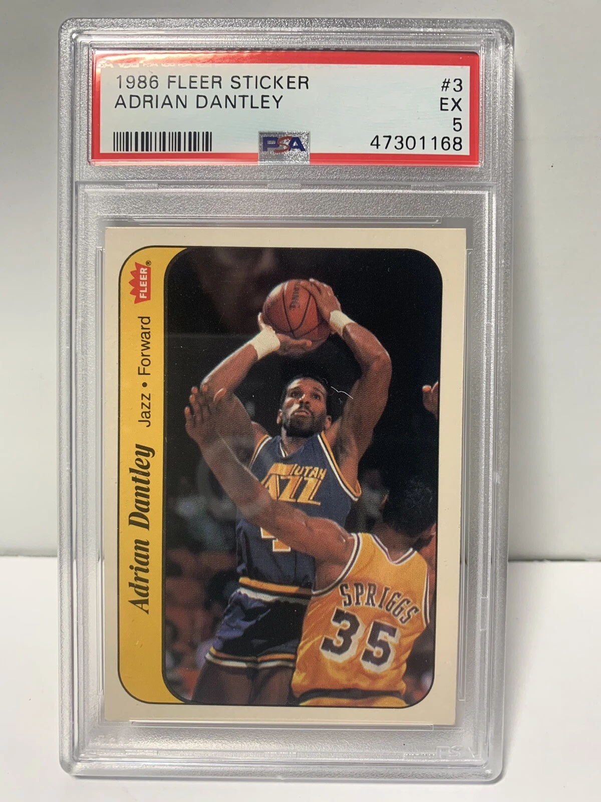 1986 Fleer Sticker Adrian Dantley PSA 5 #3 Adrian Dantley Basketball