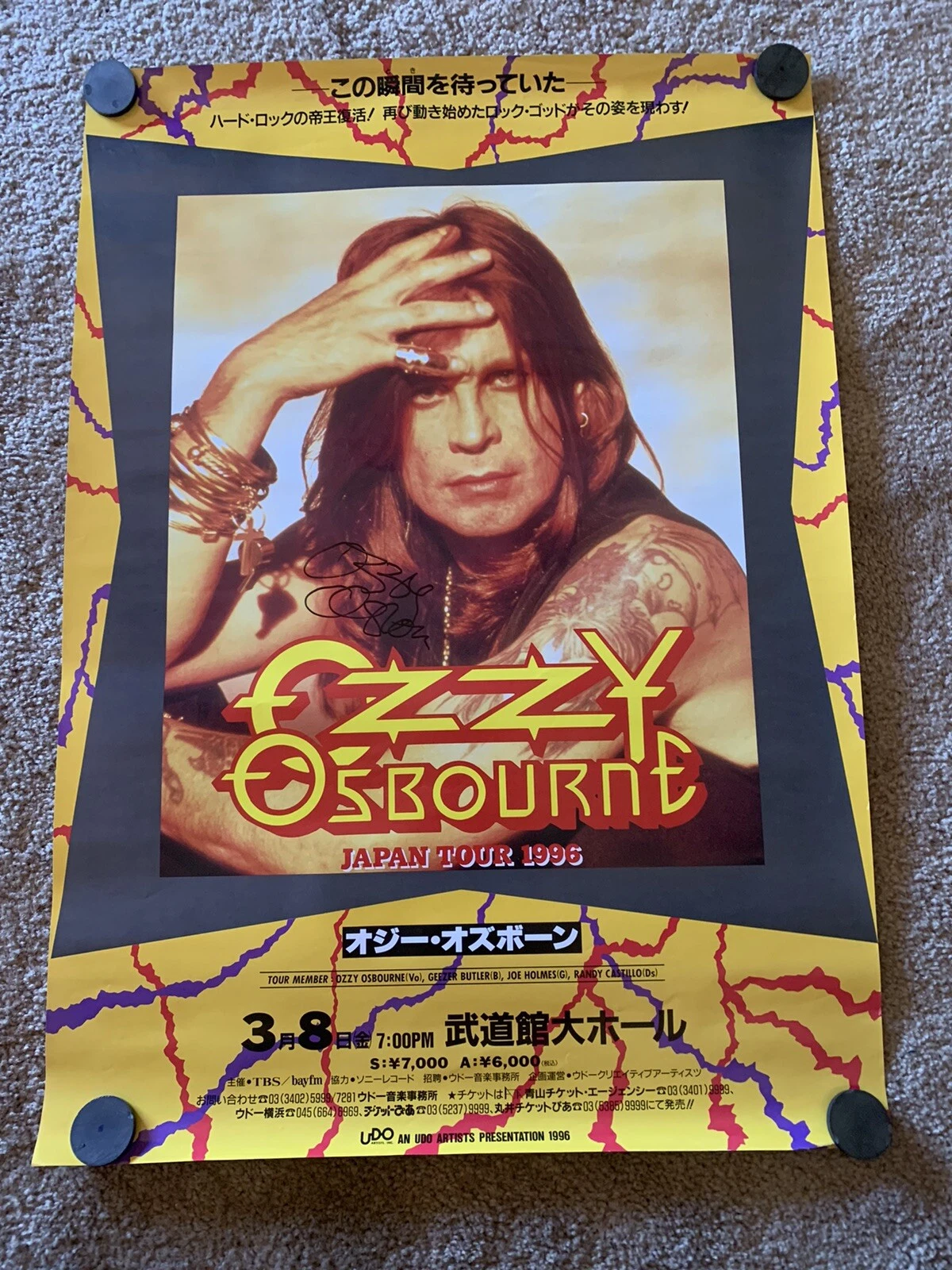 Ozzy Osbourne 20.25x28.5 1996 Tour Poster Signed Autograph Beckett Certified #2
