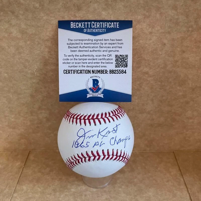 JIM KAAT 1965 AL CHAMPS SIGNED AUTOGRAPHED M.L. BASEBALL BAS BB25584