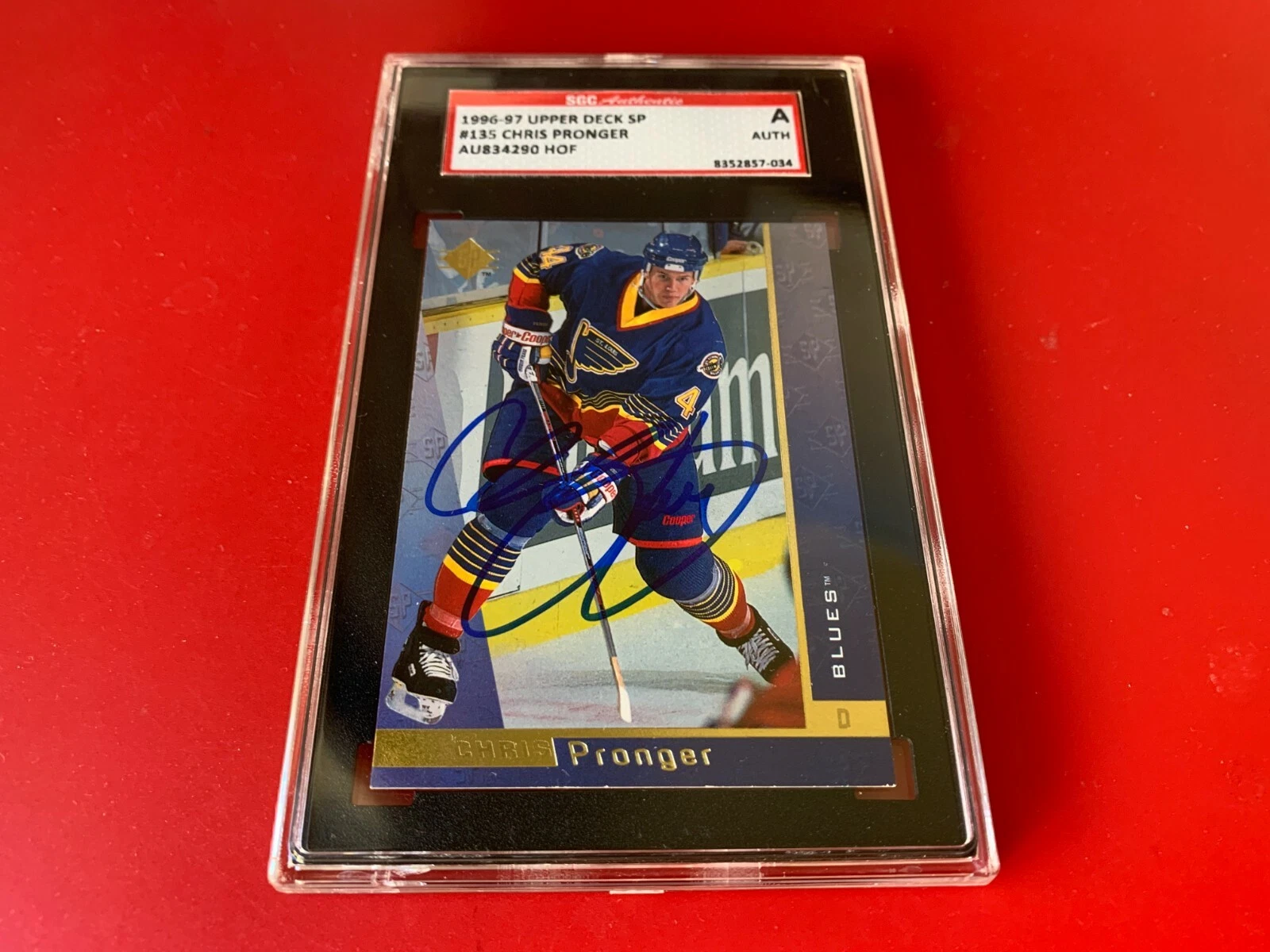 Chris Pronger HOF Blues 1996-97 UD SP Card Signed Auto SGC Certified