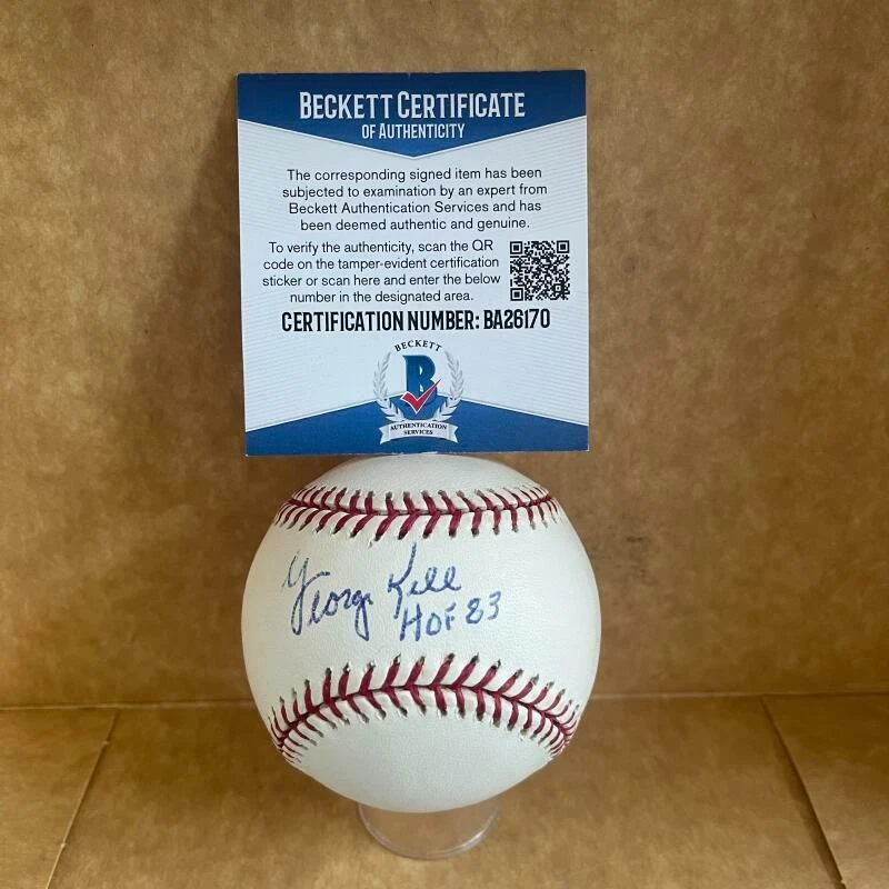 GEORGE KELL HOF 83 SIGNED AUTOGRAPHED OFFICIAL EXPOS M.L. BASEBALL  BAS BA26170