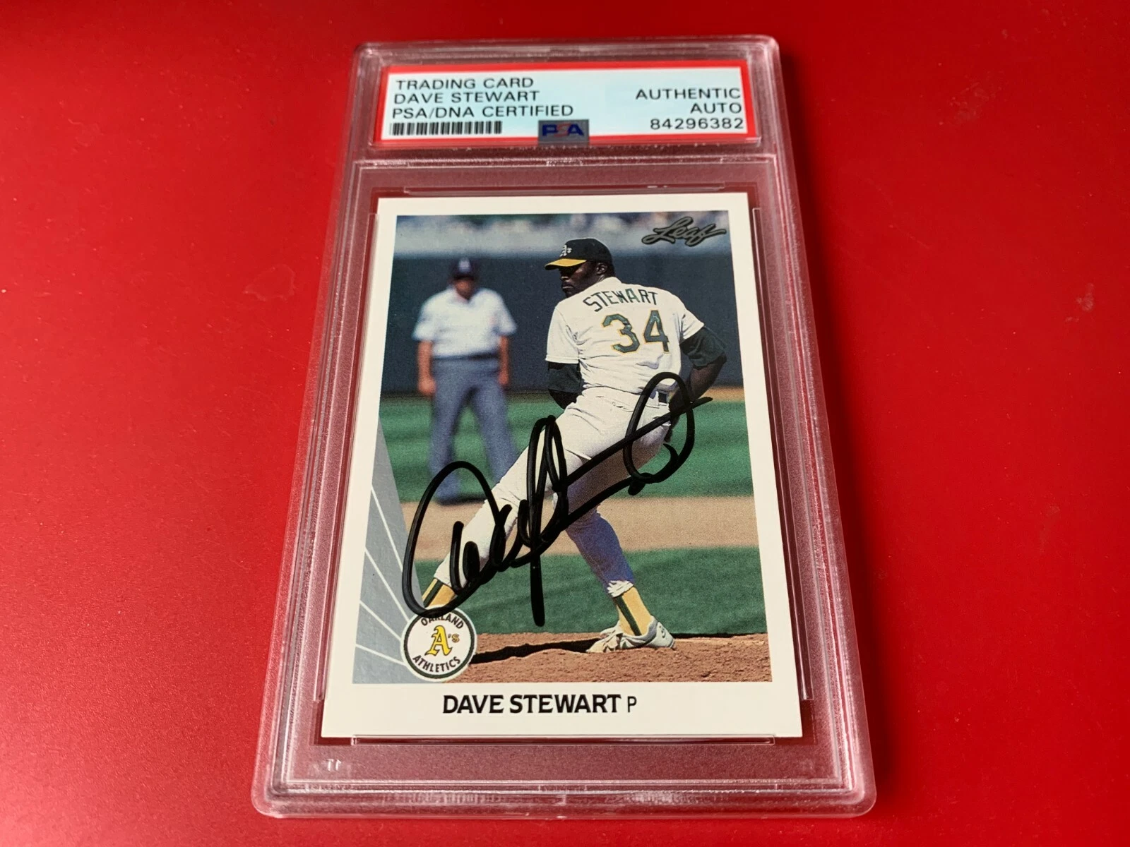 Dave Stewart Oakland A's 1990 Leaf Card Signed Auto PSA/DNA Slabbed