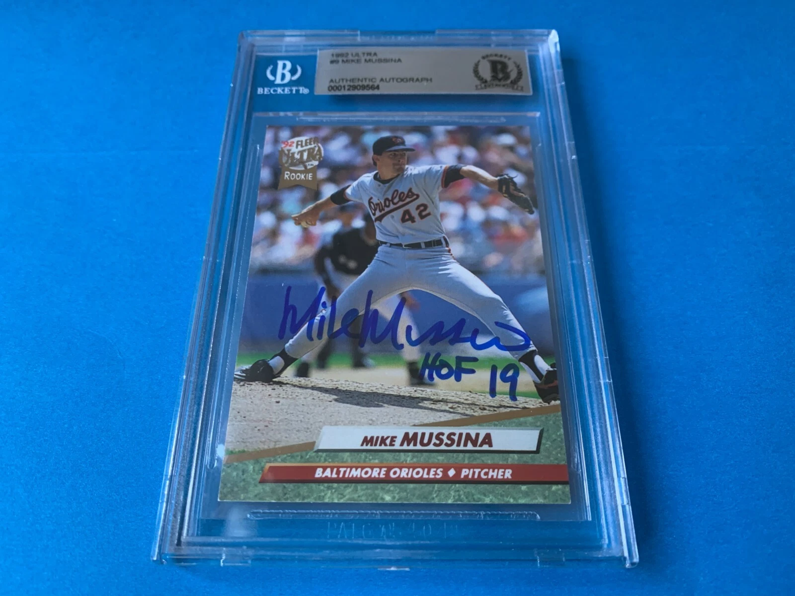 Mike Mussina Yankees 1992 Ultra Rookie Card Signed Auto Beckett BAS