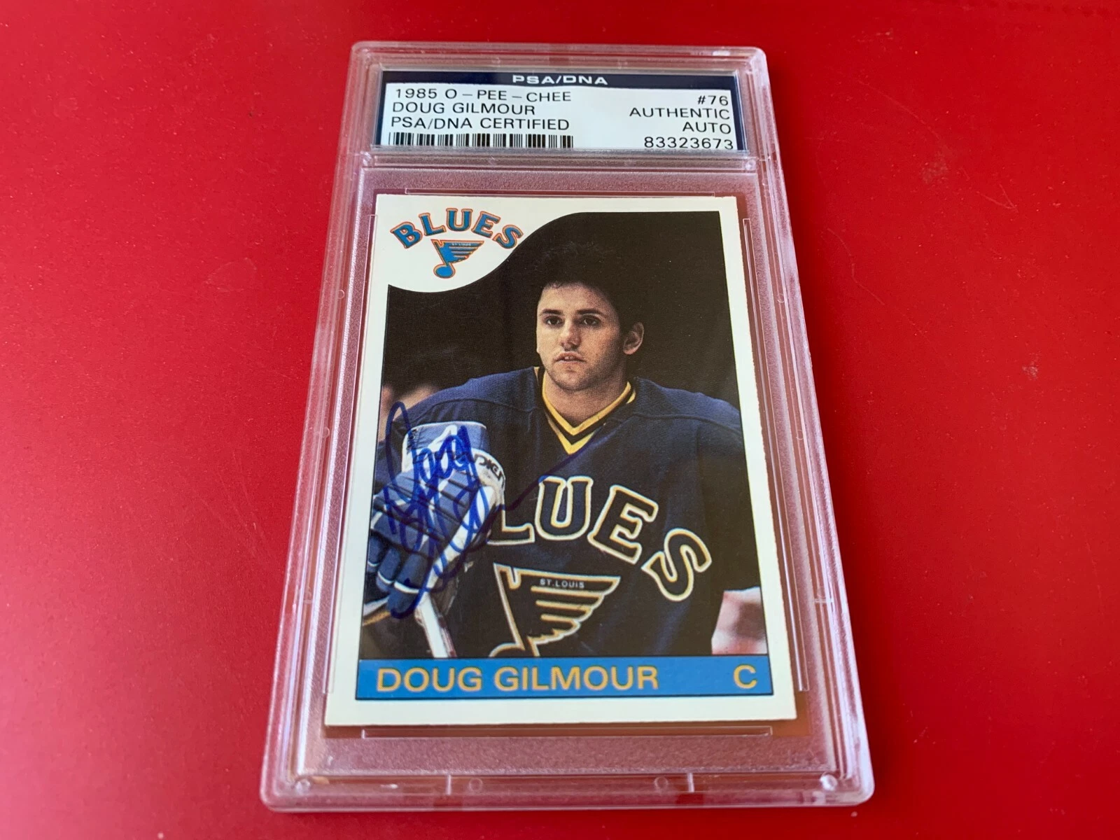 Doug Gilmour Blues 1985 O-Pee-Chee Card Signed Auto PSA/DNA ENCAPSULATED